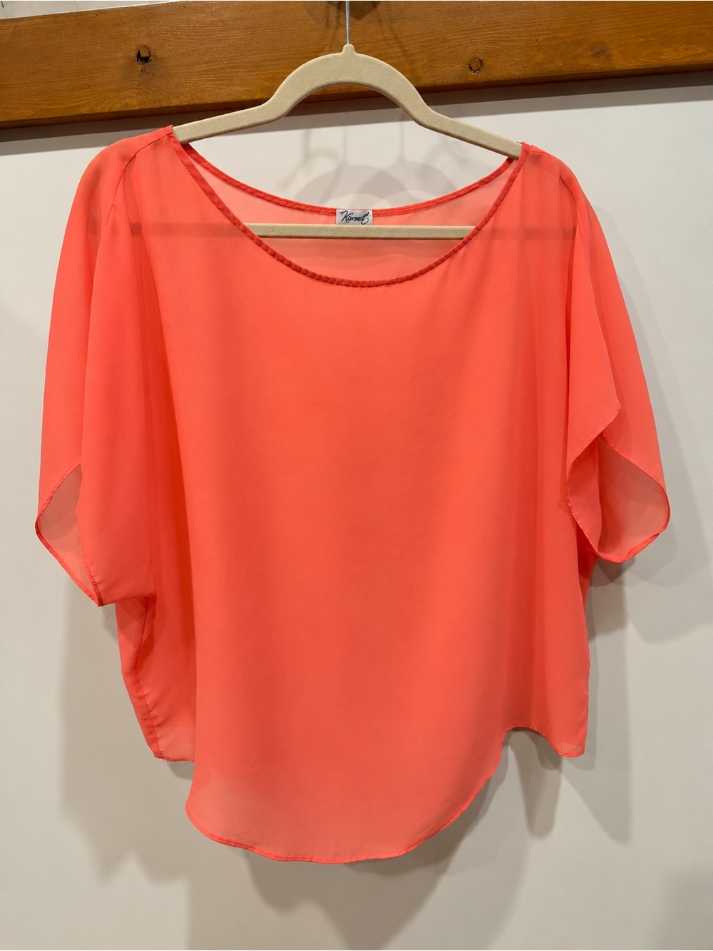 Kismet Coral Sheer Dolman Blouse